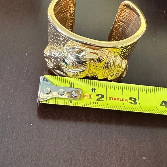 Catwalk John Gold-Tone Horse Head Cuff Bracelet – Heavy Statement Designer Piece - Picture 3 of 8